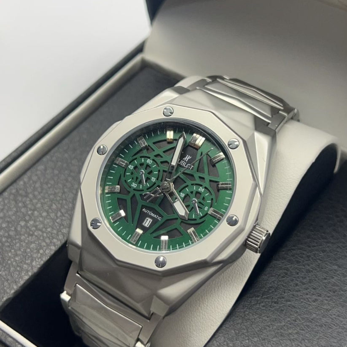 Hublot Diamond Cut Semi Auto Watch