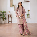 Embroidered Lawn 3-Piece Suit – Floral Blush | By Zellora