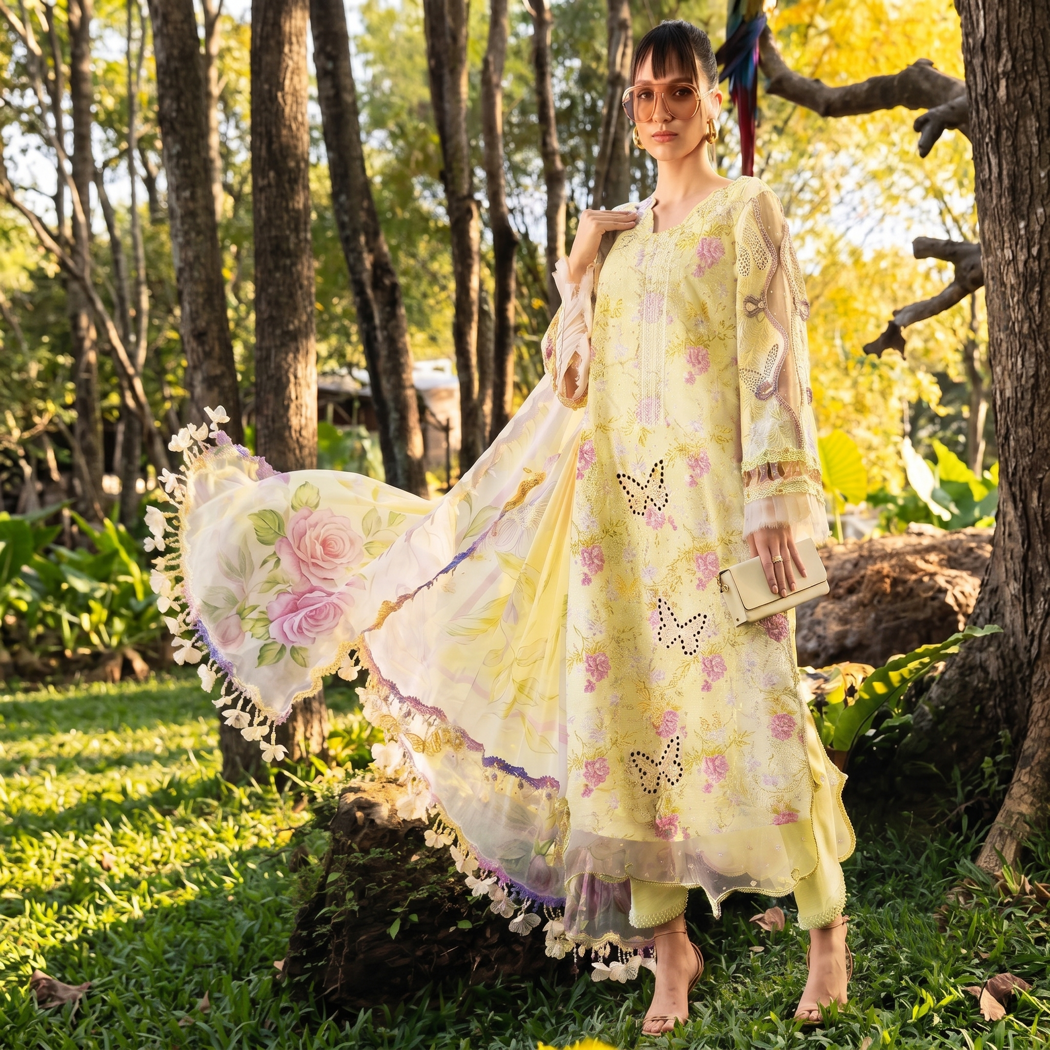 Zellora Lemon Bloom Embroidered Lawn Suit – Unstitched 3PC