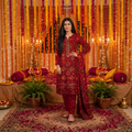 Zellora Embroidered Lawn 3-Piece Suit – Maroon Festive Collection