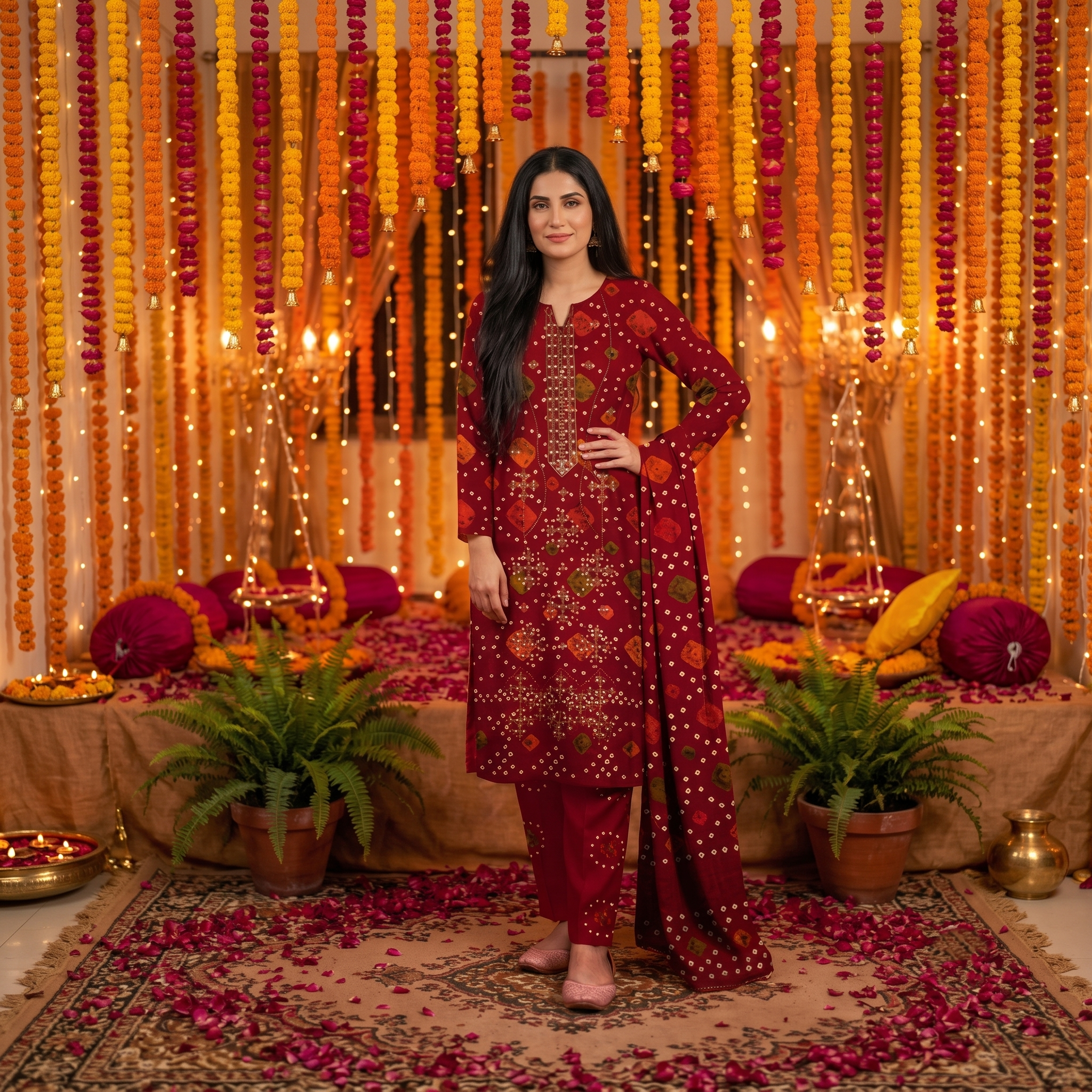 Zellora Embroidered Lawn 3-Piece Suit – Maroon Festive Collection