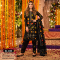 Zellora Embroidered Lawn 3 Piece Suit – ZL-035 | Premium Black Bandhani Lawn Collection