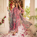 Zellora Embroidered Premium Lawn 3-Piece Suit – Dusty Rose Floral Elegance