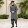 Bell Gold | Silk Cotton Men's Unstitched Suit | Steel Green