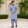 Bell Gold | Silk Cotton Men's Unstitched Suit | Light Grey