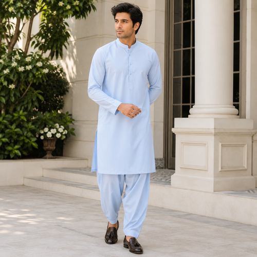 China Boski Unstitched-Suit | Ice Blue