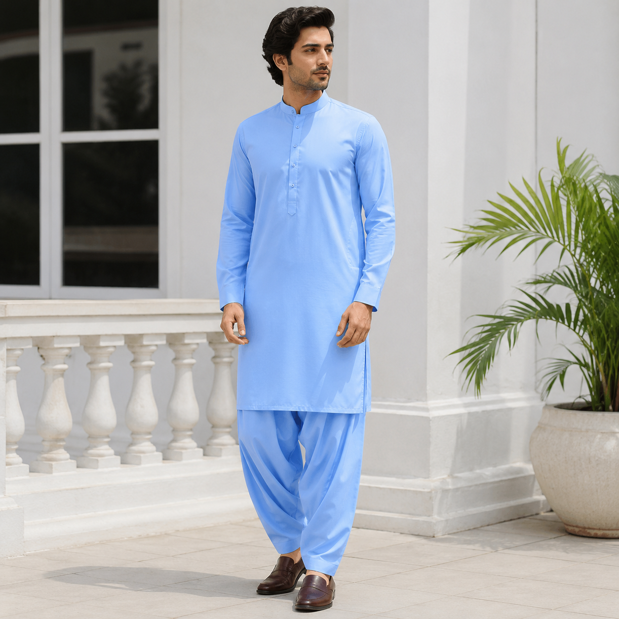 Zellora Brazilian Cotton Suit – Sky Blue
