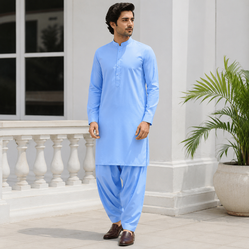Brazilian Cotton Suit – Sky Blue