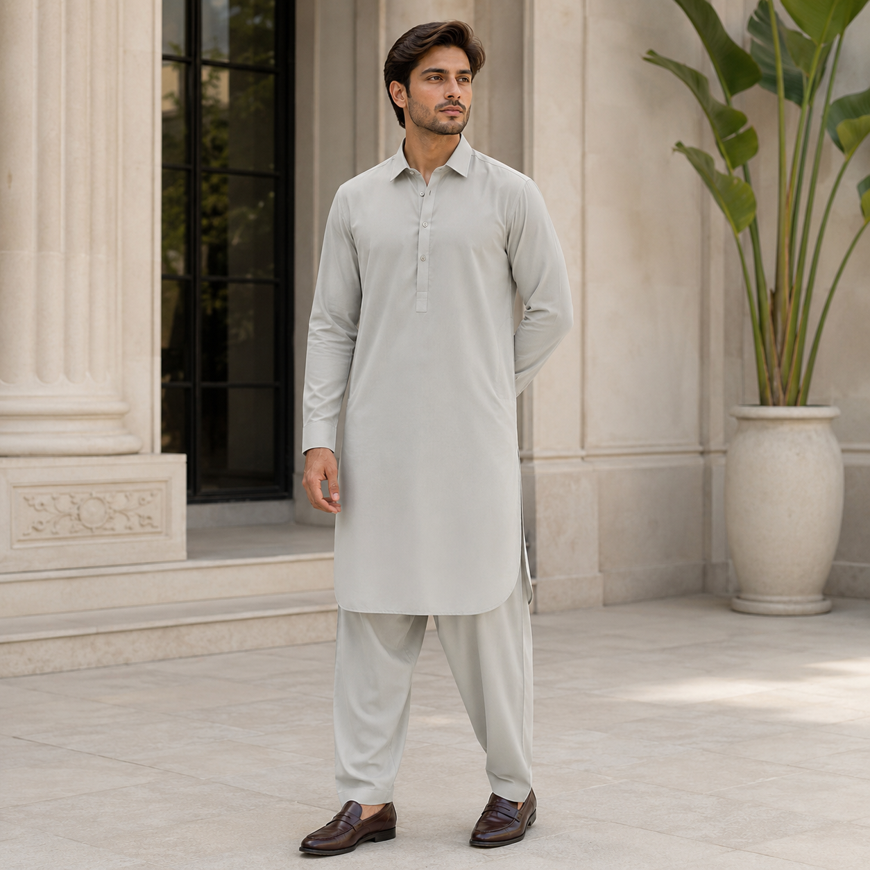 Zellora Boxer Cotton Suit – Light Grey