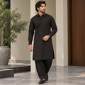 Men’s Black Pinstripe Wash & Wear Shalwar Kameez