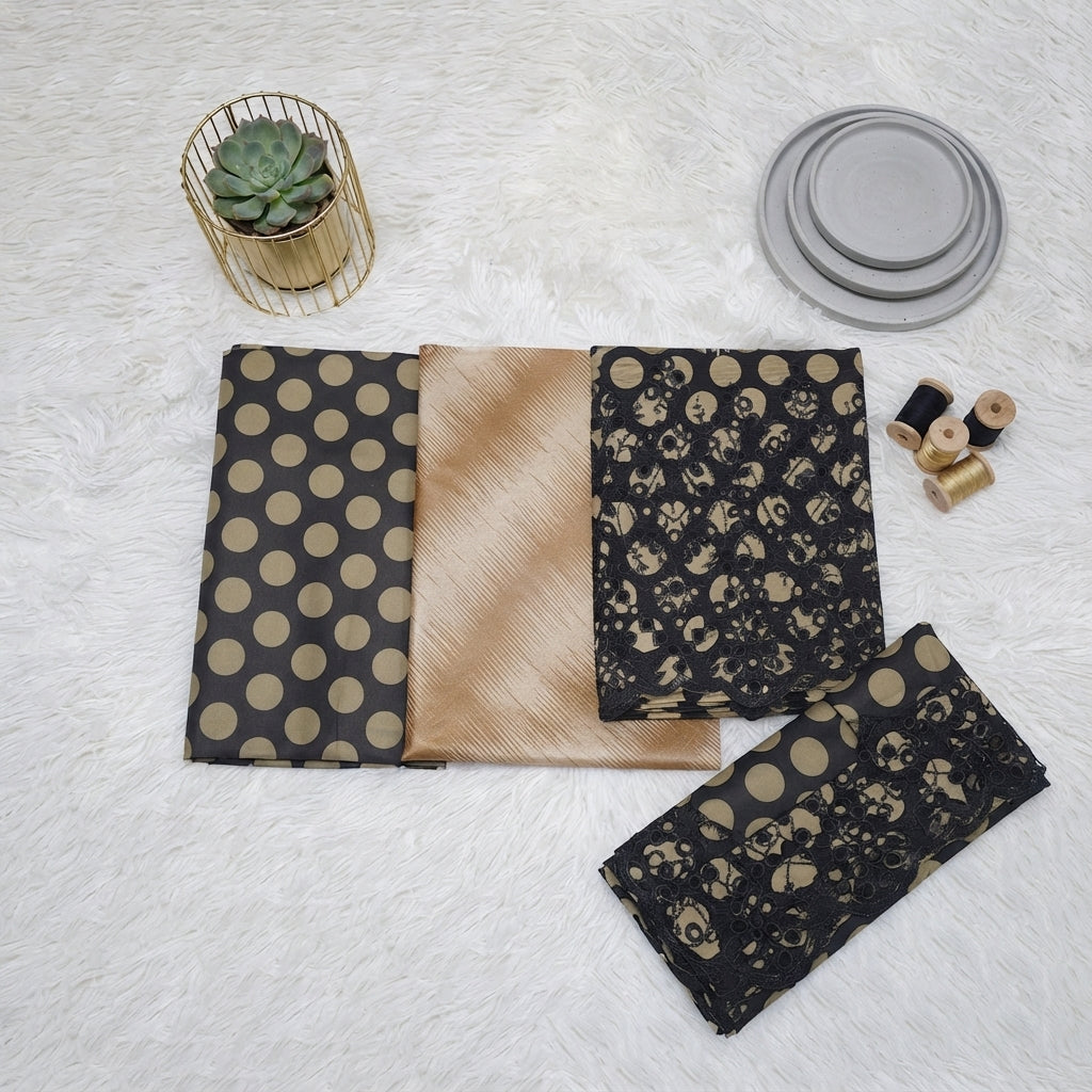 Zellora Black Polka Chikankari Lawn Unstitched Suit