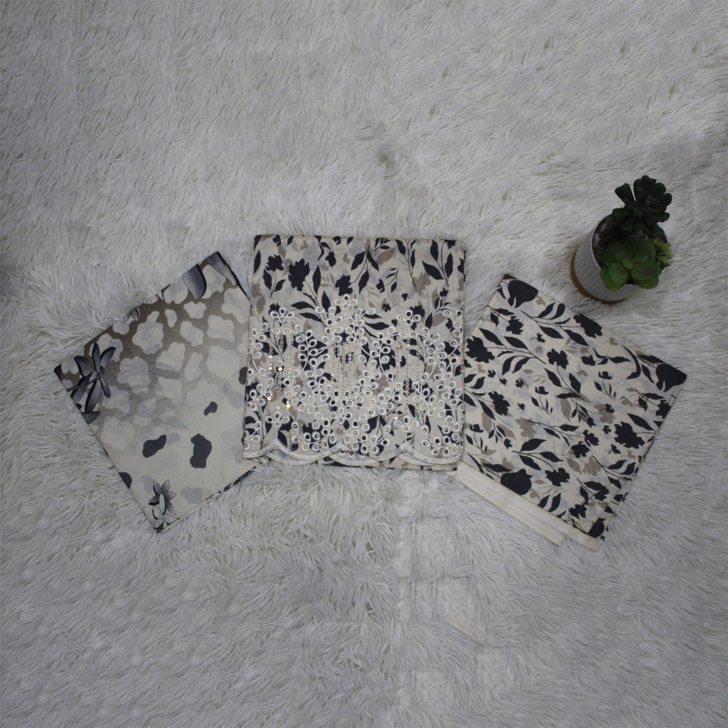 Zellora Ivory Bloom Chikankari Lawn Suit – Unstitched