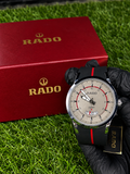 Rado Luxury Watch – Silver Dial Black & Red Sport Strap
