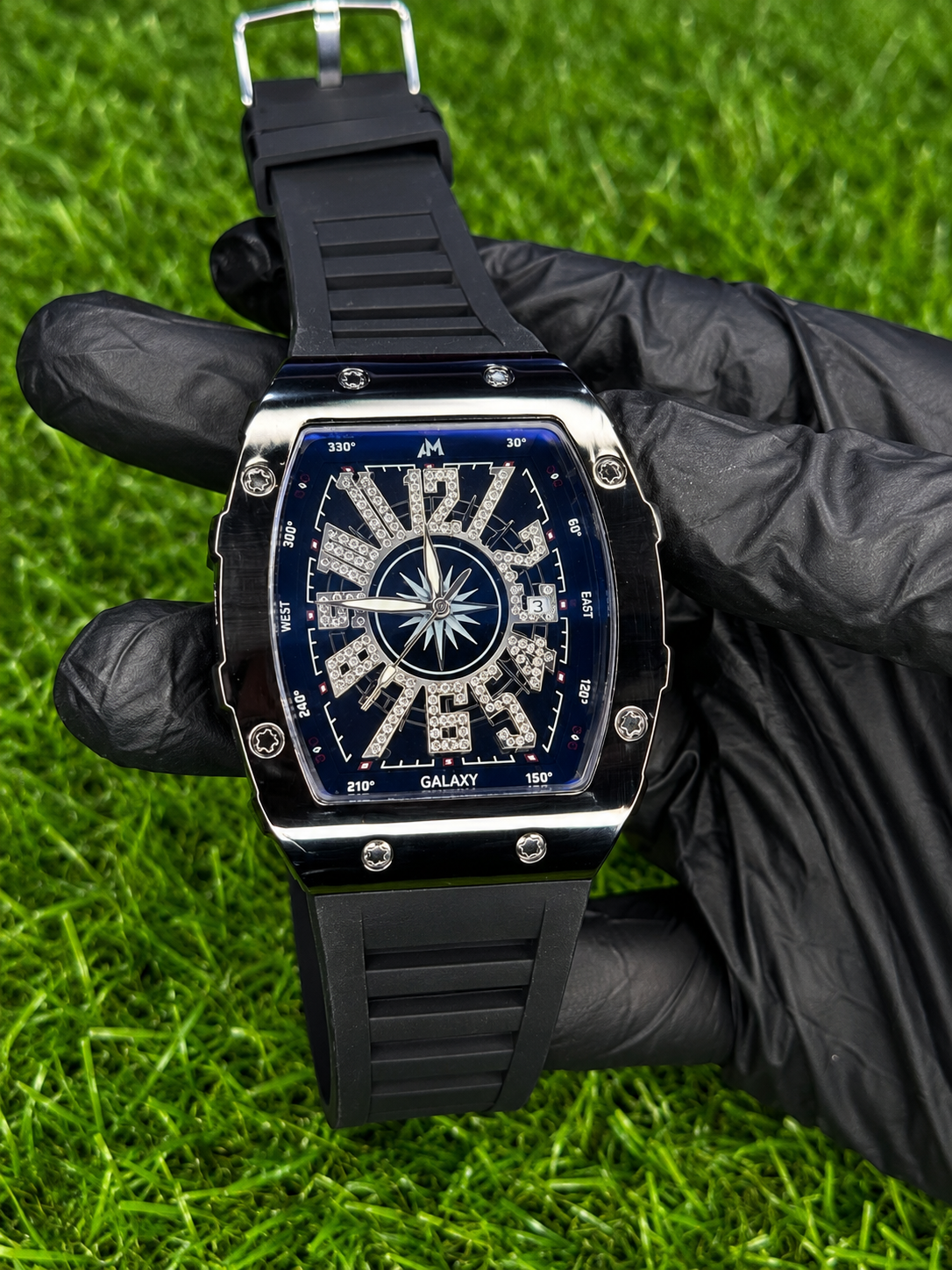 Men’s Black Luxury Watch – Blue Dial Sports Watch