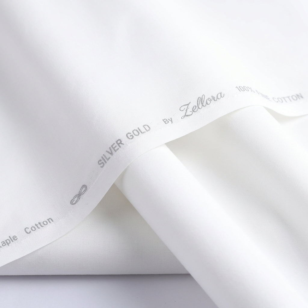 Supershine Prisma Cotton Unstitched Suit White Khas